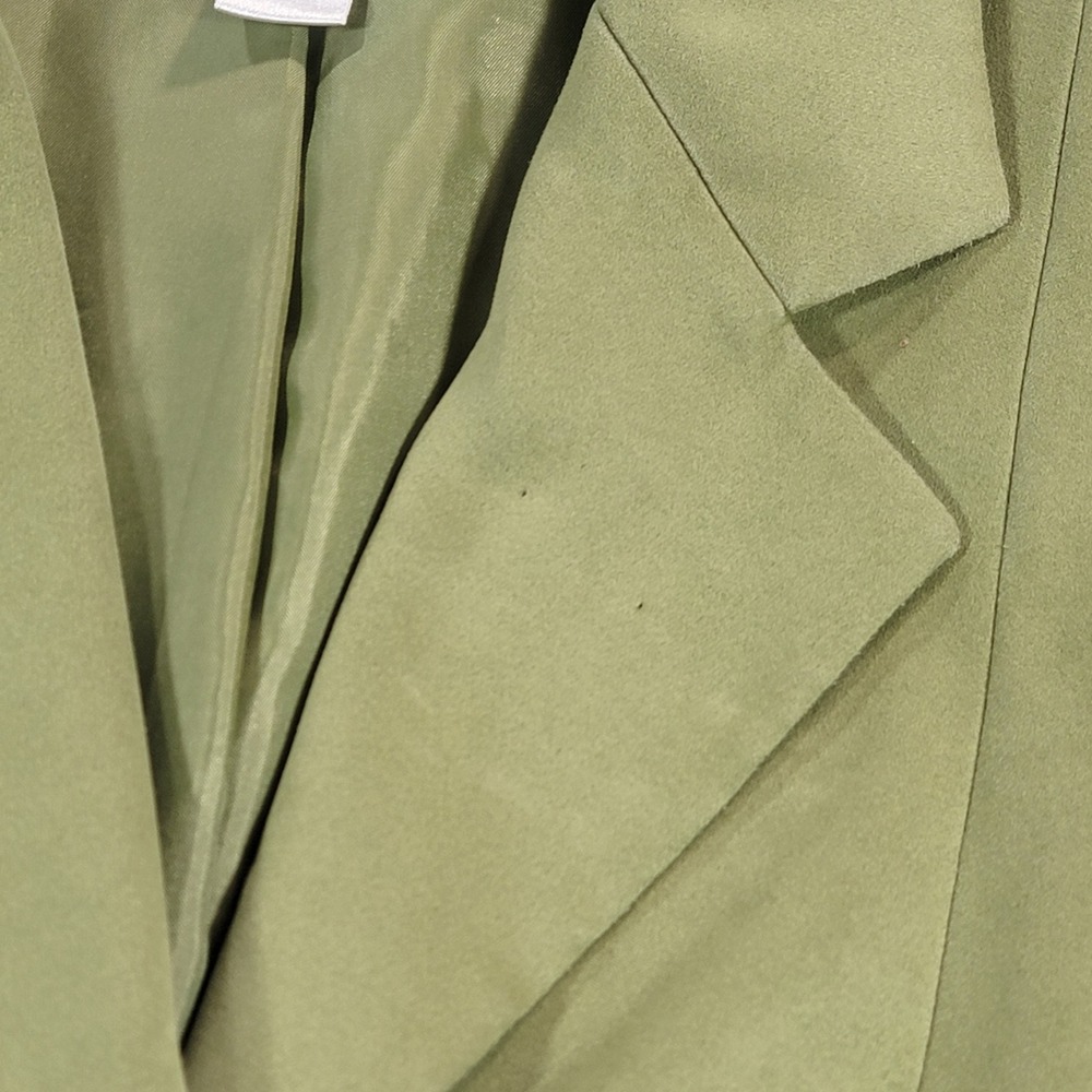 Vintage Talbots Faux Suede Blazer Career Jacket Sage Green Womens 12 Office Chic - Picture 12 of 12